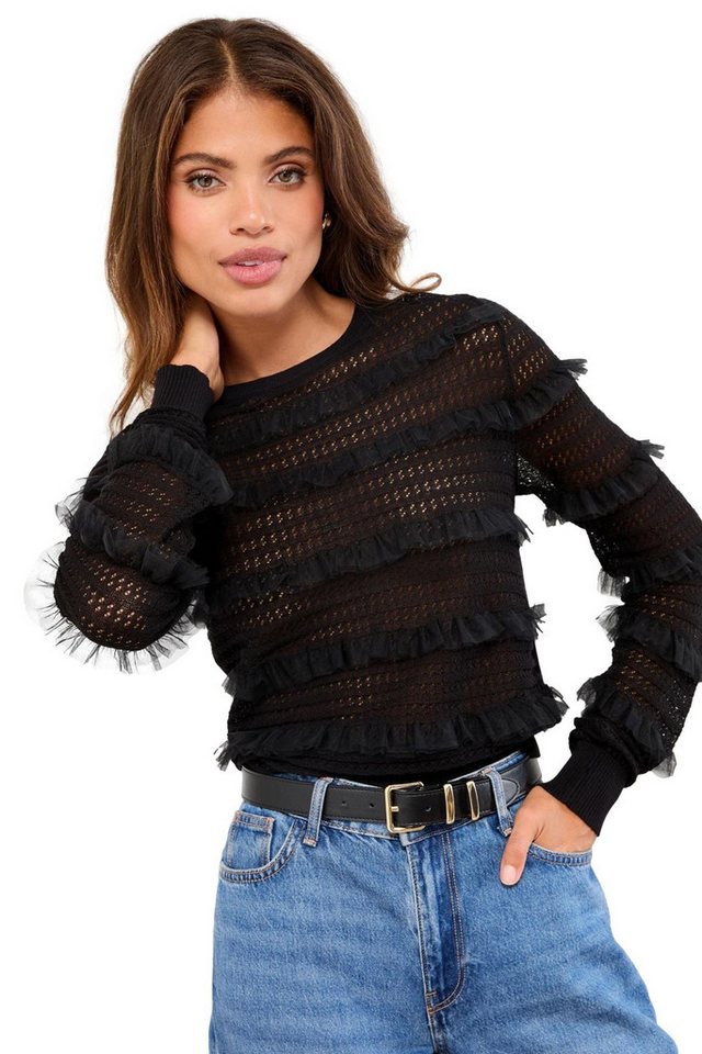 LIPSY Strickpullover Lipsy Pointelle-Strickpullover mit Rüschen (1-tlg) von LIPSY