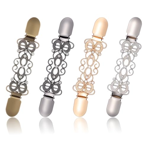 LIQWEI 4 Stück Kleid Cinch Clip, Cardigan Clip Vintage Strickjacke Clips Pullover Clips Einstellclip Für Pullover Legierung Cardiganclip Waistclip Für Umhang Jacke Mantel von LIQWEI