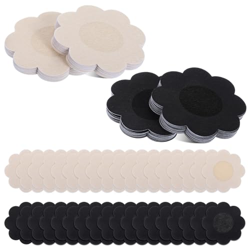 LIQWEI 80 Stück Nippelpads Selbstklebend, Unsichtbare Nipple Lift Cover Pasties Pads Aufkleber Einweg Vliesstoff Pflaumenförmig Brustblätter Nipple Cover Brustwarzenaufkleber Nippelkleber für Frauen von LIQWEI