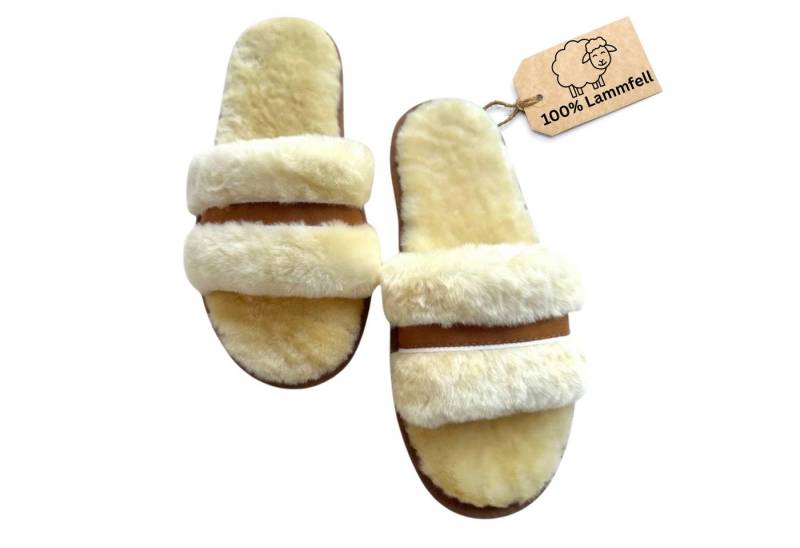 LIRA Deko Lammfell Damen Slipper Pantoffel Kuschelige Hausschuhe Plüsch Hausschuhe rutschfest, Innenfutter: 100 % Lammfell, weich & atmungsaktiv von LIRA Deko