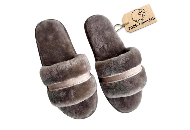 LIRA Deko Lammfell Damen Slipper Pantoffel Kuschelige Hausschuhe Plüsch Hausschuhe rutschfest, Innenfutter: 100 % Lammfell, weich & atmungsaktiv von LIRA Deko