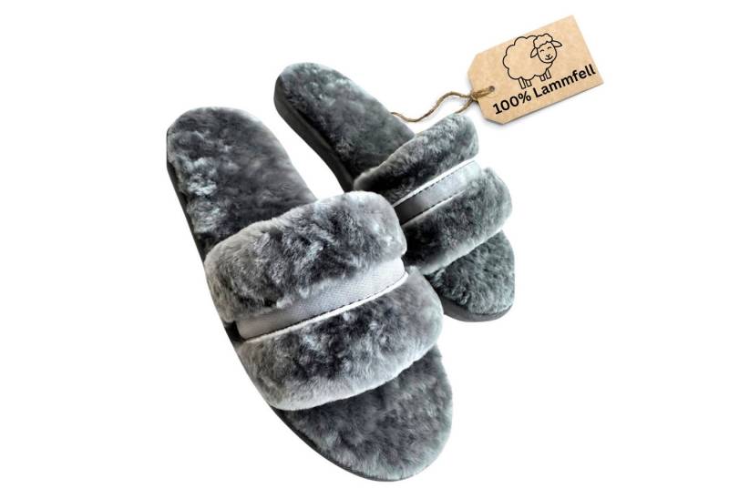 LIRA Deko Lammfell Damen Slipper Pantoffel Kuschelige Hausschuhe Plüsch Hausschuhe rutschfest, Innenfutter: 100 % Lammfell, weich & atmungsaktiv von LIRA Deko