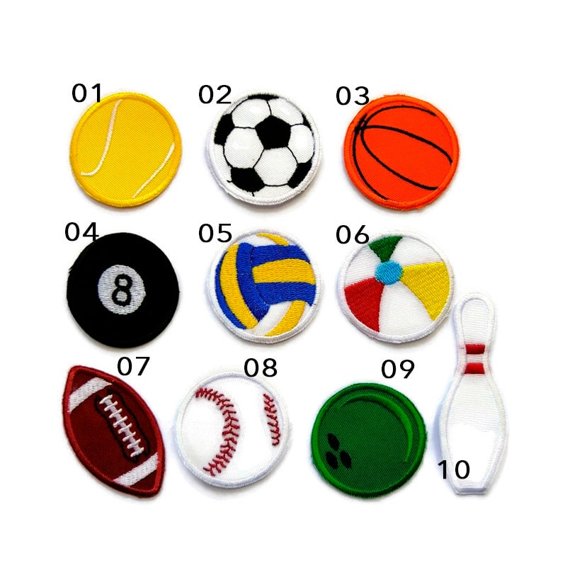 Sportgeräte Patches Gestickt, Ball Aufbügeln, Basketball Aufnäher, Fußball Bowling Baseball Aufnäher von LIRIOBLANCOart