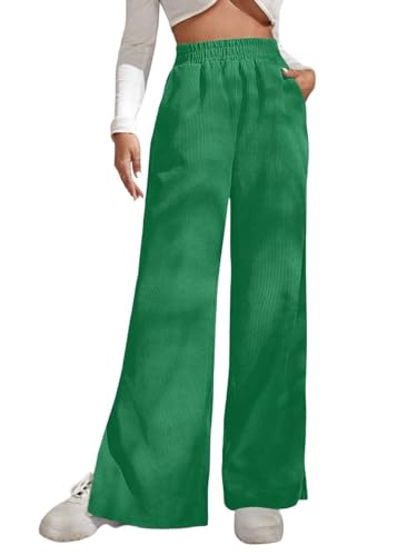 Cordhose Für Damen Weites Bein Grün Vintage Stil Elastische Palazzo Hose Mit Hohem Bund Freizeithose Gerippt Seitenschlitz Gerades Bein Lounge Hose Winter L Cordhose Für Damen Weites Bein Grün Vintage Stil Elastische Palazzo Hose Mit Hohem Bund Freizeithose Gerippt Seitenschlitz Gerades Bein Lounge Hose Winter L von LIROMA