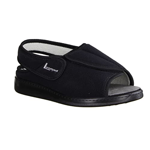 LIROMED 475-Z1 Schwarz - sportliche Sandale - Haus - hüttenschuhe Damen Hausschuhe, Schwarz, Gr. 39 EU von LIROMED