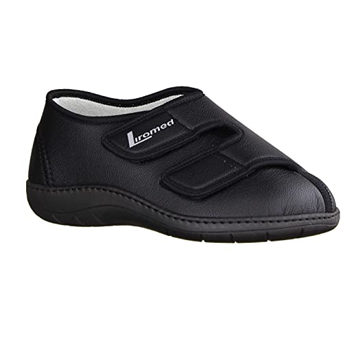 LIROMED Herren Hausschuhe 476-2003 Schwarz - geschlossener Hausschuh - VERBANDSCHUHE, Schwarz, Synthetik (Kunstleder) schwarz 228412 von LIROMED