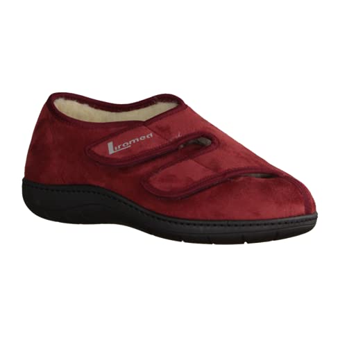 LIROMED Herren Hausschuhe 476-3012 Bordo (rot) - geschlossener Hausschuh - VERBANDSCHUHE, Rot rot 227321 von LIROMED