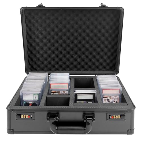 Toploader Aufbewahrungsbox, Abgestufte Karten-Aufbewahrungsbox passend für 160+ CSG, BGS, PSA, Sammelkarten, Slab-Kartenhalter-Organizer mit Zahlenschloss, Kartenaufbewahrungsbox mit Trennwänden von LIROPAU