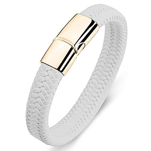 LIRU Lederarmband,Lederarmband Minimalistischer Stil Geflochtenes Lederarmband Goldene Modeaccessoires Schnalle Weißes Lederarmband Charm Schmuck Für Damen Herren Geschenk 165 Mm LIRU Lederarmband,Lederarmband Minimalistischer Stil Geflochtenes Lederarmband Goldene Modeaccessoires Schnalle Weißes Lederarmband Charm Schmuck Für Damen Herren Geschenk 165 Mm von LIRU