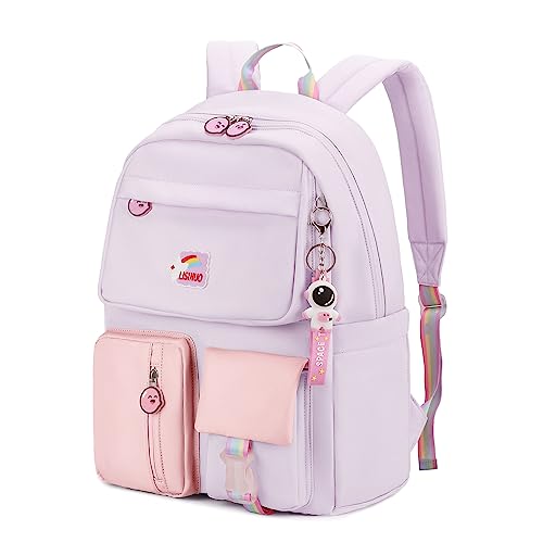 LISINUO Kinderrucksäcke für Mädchen Rucksack Schule Büchertasche für Teenager niedliche Büchertasche, Violett, Large, Schule von LISINUO