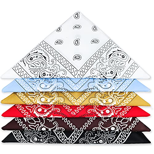 LISOPO 6er Bandanas Kopftuch damen und herren, Set Paisley Bandana Halstuch Kopf Square Schal Multifunktionsfarbenes Fahrrad-Stirnband Halstuch Taschentuch 55 x 55 cm für Erwachsene und kinder von LISOPO