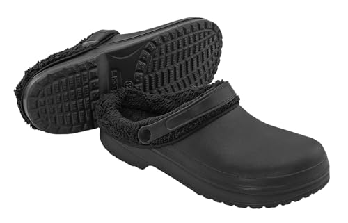 Hausschuhe Winter Clogs Gartenschuhe Sabots Pantoletten - gefüttert - Größe 37-49 (Black, EU Schuhgrößensystem, Erwachsene, Numerisch, M, 46) von LISTAR