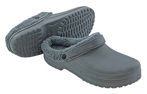 Hausschuhe Winter Clogs Gartenschuhe Sabots Pantoletten - gefüttert - Größe 37-49 (Dk. Grey, EU Schuhgrößensystem, Erwachsene, Numerisch, M, 44) von LISTAR