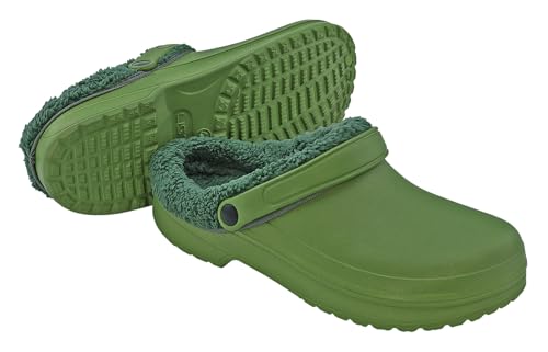Hausschuhe Winter Clogs Gartenschuhe Sabots Pantoletten - gefüttert - Größe 37-49 (Green, EU Schuhgrößensystem, Erwachsene, Numerisch, M, 37) von LISTAR