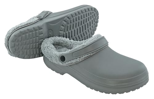 Hausschuhe Winter Clogs Gartenschuhe Sabots Pantoletten - gefüttert - Größe 37-49 (Lt. Grey, EU Schuhgrößensystem, Erwachsene, Numerisch, M, 42) von LISTAR