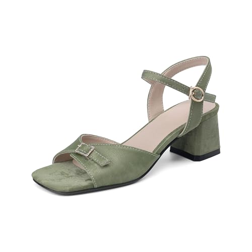 LISYIIZ Damen SS1002 Sandale Mit Absatz mit Blockabsatz Niedrig Rutschsicher Knöchelriemchen Komfort Grün - 38.5 EU LISYIIZ Damen SS1002 Sandale Mit Absatz mit Blockabsatz Niedrig Rutschsicher Knöchelriemchen Komfort Grün - 38.5 EU von LISYIIZ