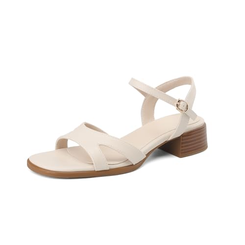LISYIIZ Damen SS1008 Flache Sandale mit Komfort Peep Toe Festkörper Elfenbein - 35 EU LISYIIZ Damen SS1008 Flache Sandale mit Komfort Peep Toe Festkörper Elfenbein - 35 EU von LISYIIZ