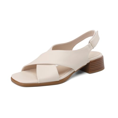 LISYIIZ Damen SS1009 Flache Sandale mit Adjustable Strap Peep Toe Rutschsicher Elfenbein - 36.5 EU LISYIIZ Damen SS1009 Flache Sandale mit Adjustable Strap Peep Toe Rutschsicher Elfenbein - 36.5 EU von LISYIIZ