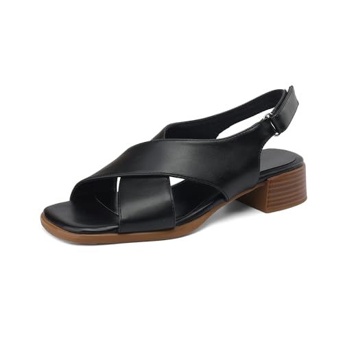 LISYIIZ Damen SS1009 Flache Sandale mit Adjustable Strap Peep Toe Rutschsicher Schwarz - 38.5 EU LISYIIZ Damen SS1009 Flache Sandale mit Adjustable Strap Peep Toe Rutschsicher Schwarz - 38.5 EU von LISYIIZ