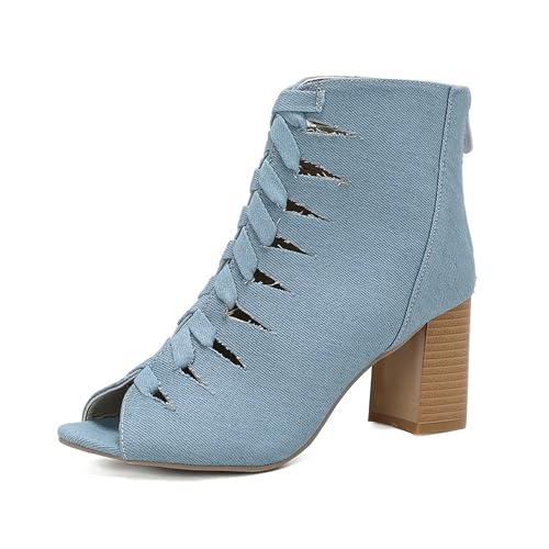 LISYIIZ Damen SS1010 Stiefeletten mit Blockabsatz Mitte Reißverschluss Krause Rutschsicher Hellblau - 44.5 EU LISYIIZ Damen SS1010 Stiefeletten mit Blockabsatz Mitte Reißverschluss Krause Rutschsicher Hellblau - 44.5 EU von LISYIIZ