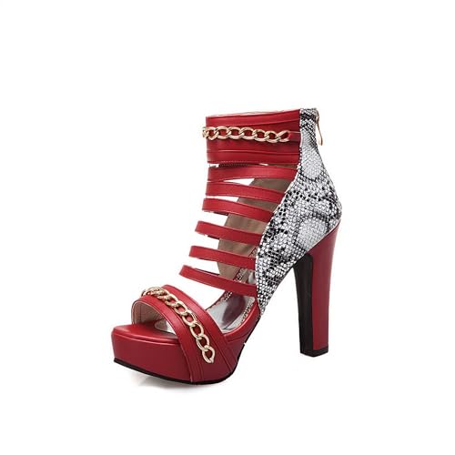 LISYIIZ Damen SS1028 Stiefeletten mit Klobig Niedrig Komfort Chain Strap Festkörper Rot - 38.5 EU LISYIIZ Damen SS1028 Stiefeletten mit Klobig Niedrig Komfort Chain Strap Festkörper Rot - 38.5 EU von LISYIIZ
