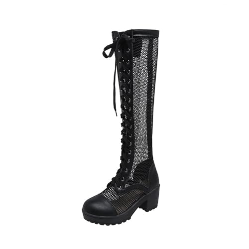 LISYIIZ Damen SS1030 Stiefel mit Blockabsatz Niedrig Halblang Kariert Geschlossen Klassischer Schnürhalbschuh Schwarz - 43 EU LISYIIZ Damen SS1030 Stiefel mit Blockabsatz Niedrig Halblang Kariert Geschlossen Klassischer Schnürhalbschuh Schwarz - 43 EU von LISYIIZ