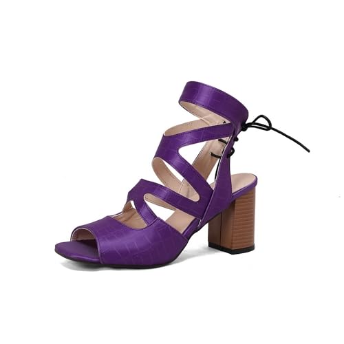 LISYIIZ Damen SS1032 Sandale Mit Absatz mit Blockabsatz Mitte Komfort Blockabsatz Schnürsenkel Violett - 36.5 EU LISYIIZ Damen SS1032 Sandale Mit Absatz mit Blockabsatz Mitte Komfort Blockabsatz Schnürsenkel Violett - 36.5 EU von LISYIIZ
