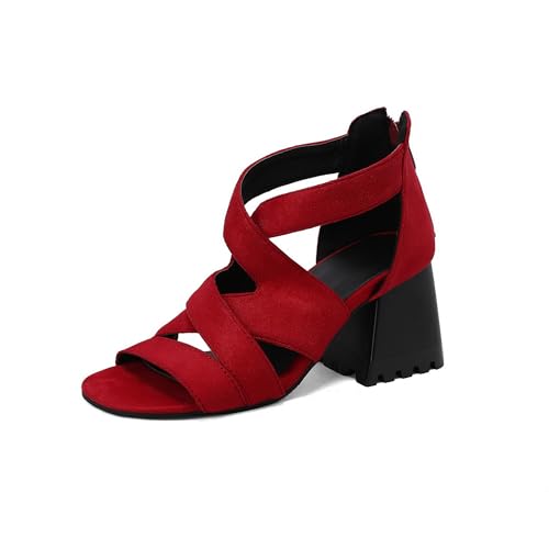 LISYIIZ Damen SS1034 Sandale Mit Absatz mit Blockabsatz Mitte Niedrig Spitze Festkörper Blockabsatz Rot - 42.5 EU LISYIIZ Damen SS1034 Sandale Mit Absatz mit Blockabsatz Mitte Niedrig Spitze Festkörper Blockabsatz Rot - 42.5 EU von LISYIIZ