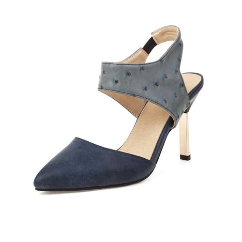 LISYIIZ Damen SS1035 Sandale Mit Absatz mit Stiletto Hoch Festkörper Slingback Spitze Zehe Blau - 44.5 EU LISYIIZ Damen SS1035 Sandale Mit Absatz mit Stiletto Hoch Festkörper Slingback Spitze Zehe Blau - 44.5 EU von LISYIIZ
