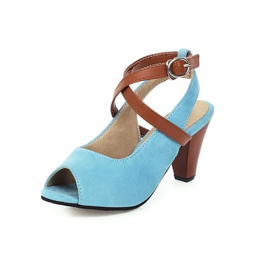 LISYIIZ Damen SS1037 Sandale Mit Absatz mit Klobig Hoch Klobig Festkörper Slingback Blau - 35 EU LISYIIZ Damen SS1037 Sandale Mit Absatz mit Klobig Hoch Klobig Festkörper Slingback Blau - 35 EU von LISYIIZ