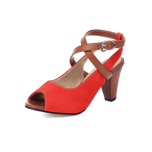 LISYIIZ Damen SS1037 Sandale Mit Absatz mit Klobig Hoch Klobig Festkörper Slingback Rot - 41 EU LISYIIZ Damen SS1037 Sandale Mit Absatz mit Klobig Hoch Klobig Festkörper Slingback Rot - 41 EU von LISYIIZ