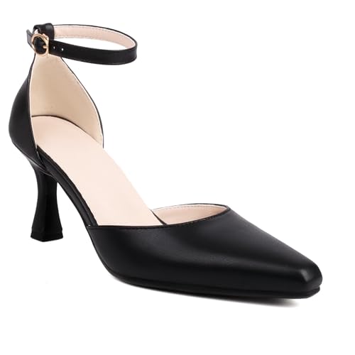 LISYIIZ Damen SS1047 Pumps D-Orsay mit Spule Mitte Schnalle Synthetik Niedrig Spitze Schwarz - 41.5 EU LISYIIZ Damen SS1047 Pumps D-Orsay mit Spule Mitte Schnalle Synthetik Niedrig Spitze Schwarz - 41.5 EU von LISYIIZ