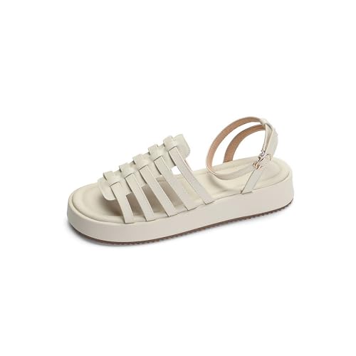 LISYIIZ Damen SS1058 Flache Sandale mit Komfort Schnalle Adjustable Strap Weiß - 35.5 EU LISYIIZ Damen SS1058 Flache Sandale mit Komfort Schnalle Adjustable Strap Weiß - 35.5 EU von LISYIIZ