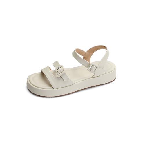 LISYIIZ Damen SS1059 Flache Sandale mit Niedrig Spitze Slingback Schnalle Weiß - 35 EU LISYIIZ Damen SS1059 Flache Sandale mit Niedrig Spitze Slingback Schnalle Weiß - 35 EU von LISYIIZ