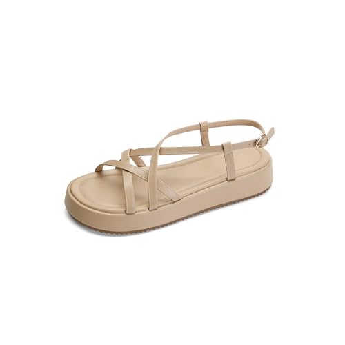 LISYIIZ Damen SS1060 Flache Sandale mit Adjustable Strap Slingback Niedrig Spitze Aprikosen Farbe - 40 EU LISYIIZ Damen SS1060 Flache Sandale mit Adjustable Strap Slingback Niedrig Spitze Aprikosen Farbe - 40 EU von LISYIIZ