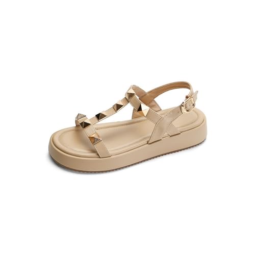 LISYIIZ Damen SS1061 Flache Sandale mit Schnalle Eingelegt Adjustable Strap Aprikosen Farbe - 40 EU LISYIIZ Damen SS1061 Flache Sandale mit Schnalle Eingelegt Adjustable Strap Aprikosen Farbe - 40 EU von LISYIIZ
