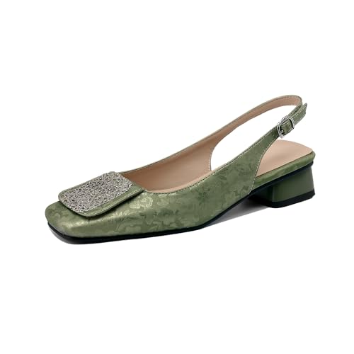 LISYIIZ Damen SS932 Flache Sandale mit Leder Anhänger Geschlossen Grün - 38 EU LISYIIZ Damen SS932 Flache Sandale mit Leder Anhänger Geschlossen Grün - 38 EU von LISYIIZ