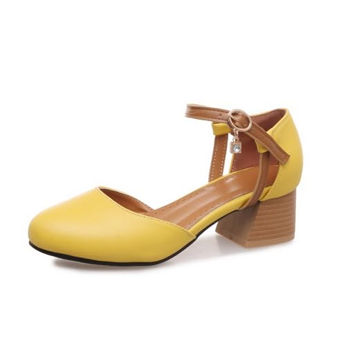 LISYIIZ Damen SS937 Pumps D-Orsay mit Blockabsatz Niedrig Blockabsatz Geschlossen Knöchelriemchen Gelb - 41 EU LISYIIZ Damen SS937 Pumps D-Orsay mit Blockabsatz Niedrig Blockabsatz Geschlossen Knöchelriemchen Gelb - 41 EU von LISYIIZ