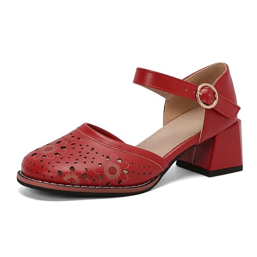 LISYIIZ Damen SS940 Pumps D-Orsay mit Blockabsatz Niedrig Blockabsatz Schnalle Quadratisch Absatz Rot - 42.5 EU LISYIIZ Damen SS940 Pumps D-Orsay mit Blockabsatz Niedrig Blockabsatz Schnalle Quadratisch Absatz Rot - 42.5 EU von LISYIIZ