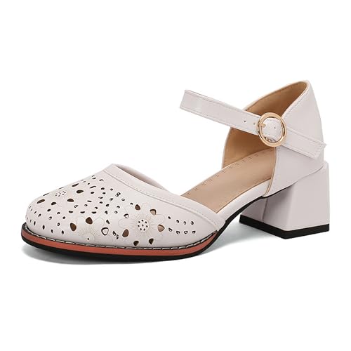 LISYIIZ Damen SS940 Pumps D-Orsay mit Blockabsatz Niedrig Blockabsatz Schnalle Quadratisch Absatz Weiß - 40 EU LISYIIZ Damen SS940 Pumps D-Orsay mit Blockabsatz Niedrig Blockabsatz Schnalle Quadratisch Absatz Weiß - 40 EU von LISYIIZ