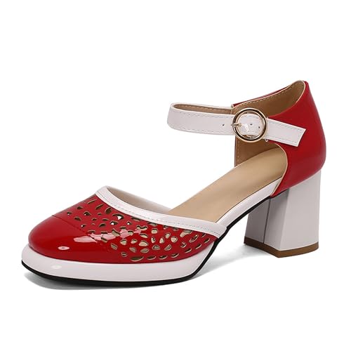 LISYIIZ Damen SS941 Pumps D-Orsay mit Blockabsatz Mitte Smoking Leicht Quadratisch Absatz Rot - 45.5 EU LISYIIZ Damen SS941 Pumps D-Orsay mit Blockabsatz Mitte Smoking Leicht Quadratisch Absatz Rot - 45.5 EU von LISYIIZ