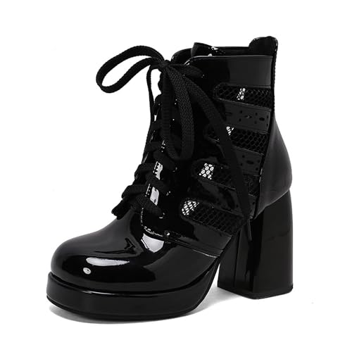LISYIIZ Damen SS942 Stiefeletten mit Blockabsatz Hoch Ausgehöhlt Belt Quadratisch Absatz Schwarz - 39.5 EU LISYIIZ Damen SS942 Stiefeletten mit Blockabsatz Hoch Ausgehöhlt Belt Quadratisch Absatz Schwarz - 39.5 EU von LISYIIZ