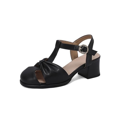 LISYIIZ Damen SS945 Sandale Mit Absatz mit Blockabsatz Niedrig Geschlossen Schleife Quadratisch Absatz Schwarz - 38.5 EU LISYIIZ Damen SS945 Sandale Mit Absatz mit Blockabsatz Niedrig Geschlossen Schleife Quadratisch Absatz Schwarz - 38.5 EU von LISYIIZ