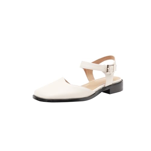 LISYIIZ Damen SS958 Flache Sandale mit Knöchelriemchen Synthetik Rutschsicher Beige - 40 EU LISYIIZ Damen SS958 Flache Sandale mit Knöchelriemchen Synthetik Rutschsicher Beige - 40 EU von LISYIIZ