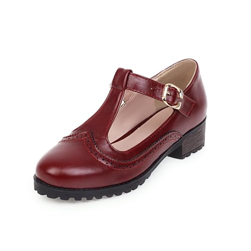 LISYIIZ Damen SS965 Pumps D-Orsay mit Kunstfell Komfort T Spange Weinrot - 39.5 EU LISYIIZ Damen SS965 Pumps D-Orsay mit Kunstfell Komfort T Spange Weinrot - 39.5 EU von LISYIIZ