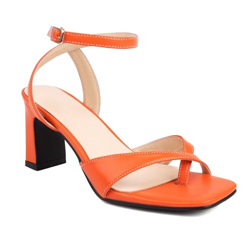 LISYIIZ Damen SS968 Sandale Mit Absatz mit Klobig Hoch Komfort Klobig Schnalle Orange - 36.5 EU LISYIIZ Damen SS968 Sandale Mit Absatz mit Klobig Hoch Komfort Klobig Schnalle Orange - 36.5 EU von LISYIIZ