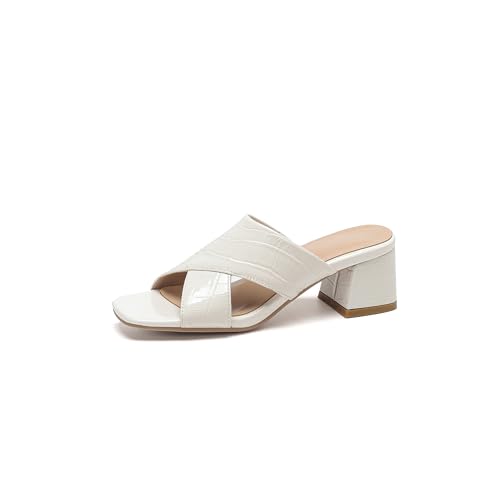 LISYIIZ Damen SS983 Sandale Mit Absatz mit Blockabsatz Niedrig Kariertanimal_Print Schlange Stripe Quadratisch Absatz Weiß - 33.5 EU LISYIIZ Damen SS983 Sandale Mit Absatz mit Blockabsatz Niedrig Kariertanimal_Print Schlange Stripe Quadratisch Absatz Weiß - 33.5 EU von LISYIIZ