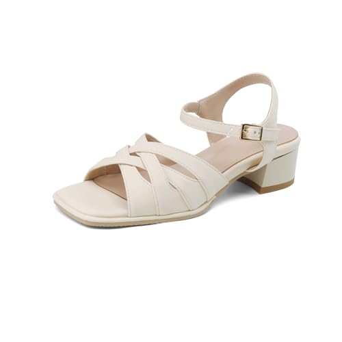 LISYIIZ Damen SS987 Sandale Mit Absatz mit Blockabsatz Niedrig Leicht Synthetik Quadratisch Absatz Beige - 39.5 EU LISYIIZ Damen SS987 Sandale Mit Absatz mit Blockabsatz Niedrig Leicht Synthetik Quadratisch Absatz Beige - 39.5 EU von LISYIIZ