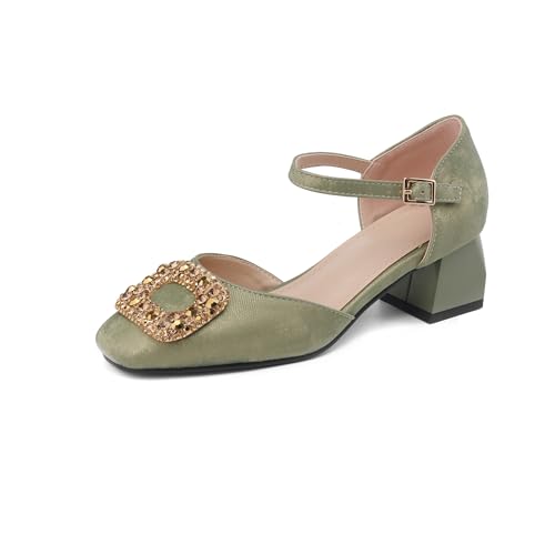 LISYIIZ Damen SS989 Pumps D-Orsay mit Blockabsatz Niedrig Komfort Artifizieller Diamant Blockabsatz Grün - 36.5 EU LISYIIZ Damen SS989 Pumps D-Orsay mit Blockabsatz Niedrig Komfort Artifizieller Diamant Blockabsatz Grün - 36.5 EU von LISYIIZ