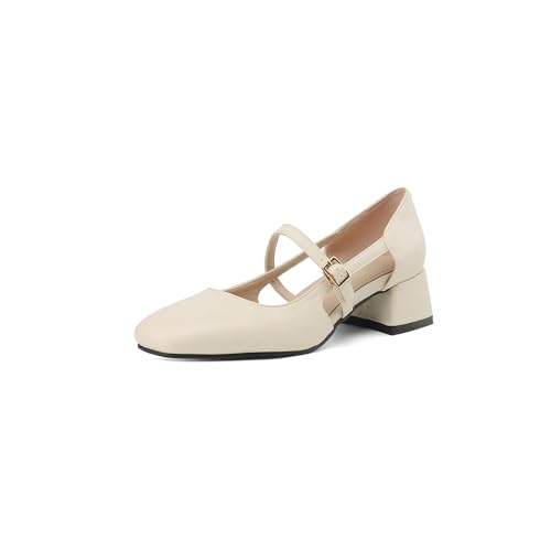 LISYIIZ Damen SS990 Pumps D-Orsay mit Blockabsatz Niedrig Synthetik Schnalle Niedrig Spitze Weiß - 35 EU LISYIIZ Damen SS990 Pumps D-Orsay mit Blockabsatz Niedrig Synthetik Schnalle Niedrig Spitze Weiß - 35 EU von LISYIIZ